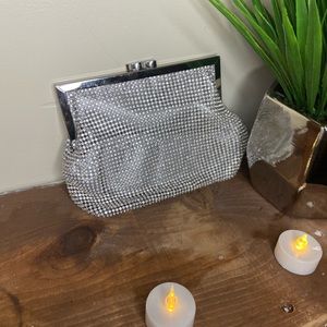 Silver Clutch with Rhinestones